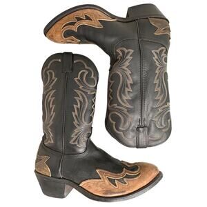 Vtg Laredo Leather Men's Black Brown Western Boots 11D 5490 Rockabilly Rodeo USA